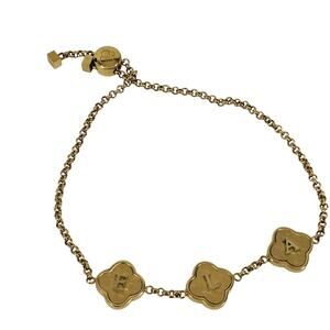 Abbott Lyon US Clover Custom Name Bracelet 18k Gold Plated Stainless Steel 'ELA'